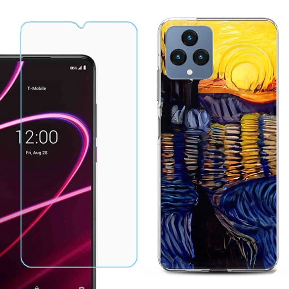 OneToughShield ® for T-Mobile Revvl 6x 5G Shockproof Phone Case, with Tempered Glass Screen Protector - Sunset River