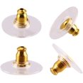 thumbnail image 1 of 50 Pieces Bullet Clutch Earring Backs Disc Backs with Pad for Earring Safety, Gold, 1 of 4