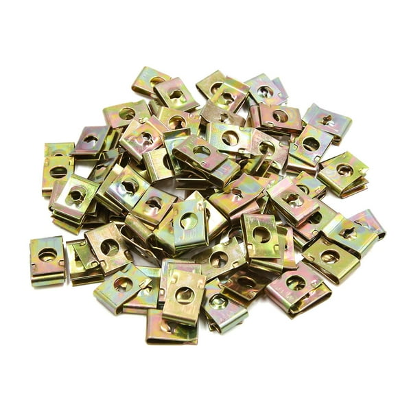 100Pcs 6mm U Clip Metal Tono Bronce Moto Carenado Sujeción de Tornillos Autorroscantes