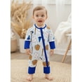 thumbnail image 4 of BemeyourBBs Newborn Baby Boy Baseball Outfit Romper Long Sleeve Round Neck Zip Up Full Length Jumpsuit, 4 of 9