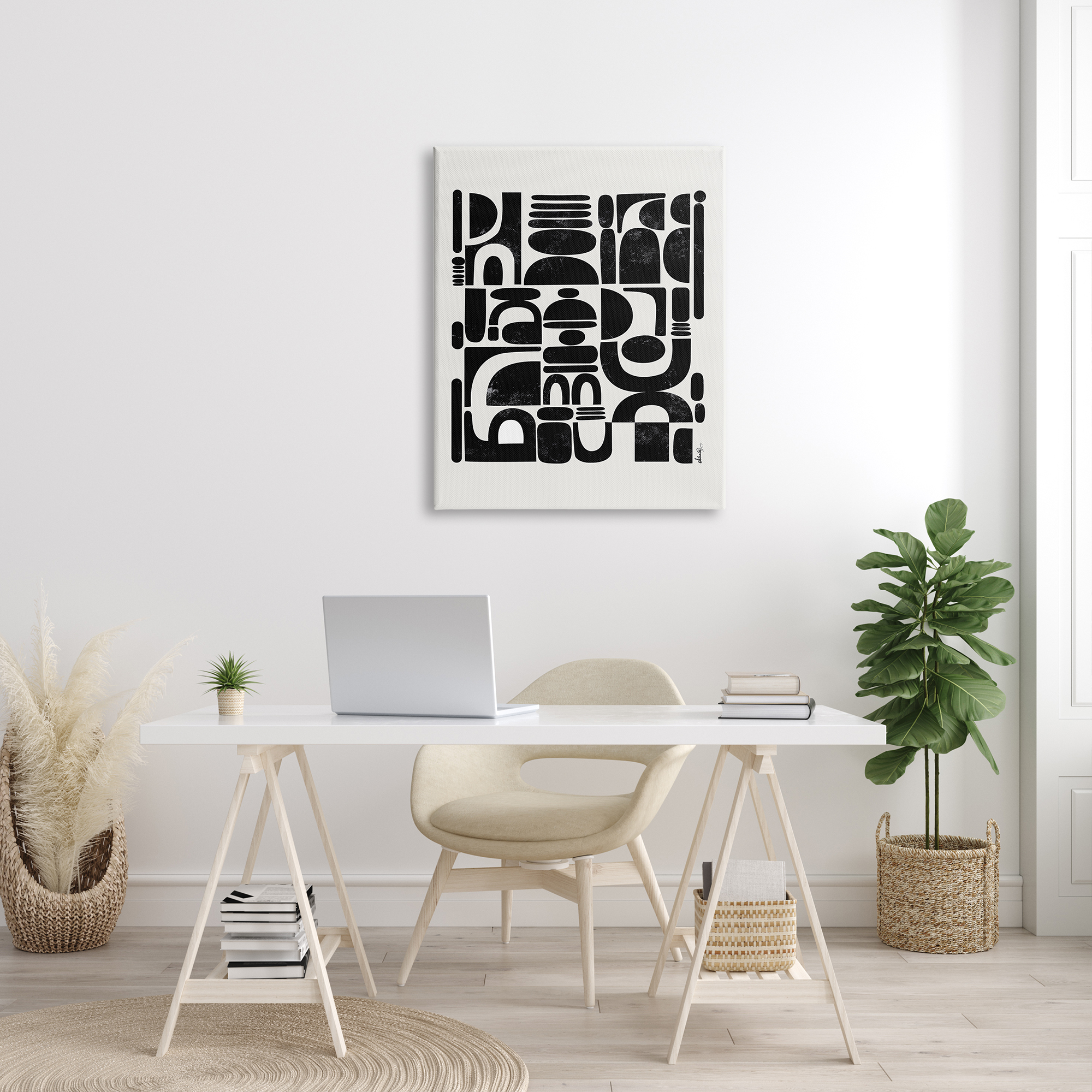 Stupell Industries Arched Shape Arrangement Modern Geometric Collage Abstract Painting Gallery Wrapped Canvas Print Wall Art, 30 x 40