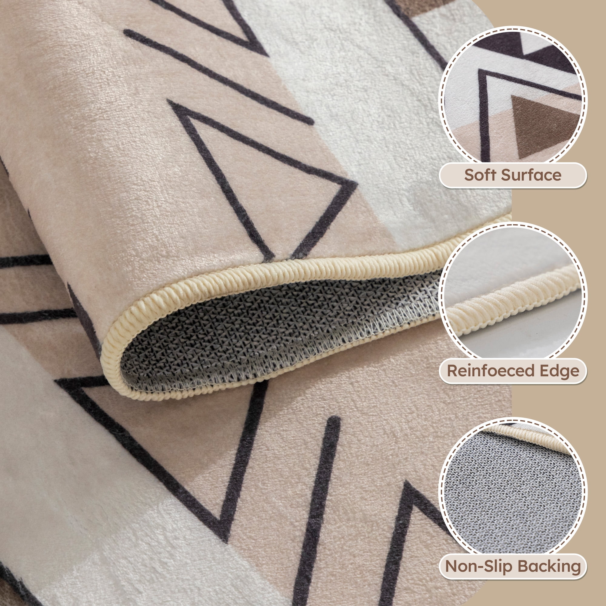 EnHomee Area Rug for Living Room 4x6 Area Rugs for Bedroom Machine Washable Area Rug,Khaki
