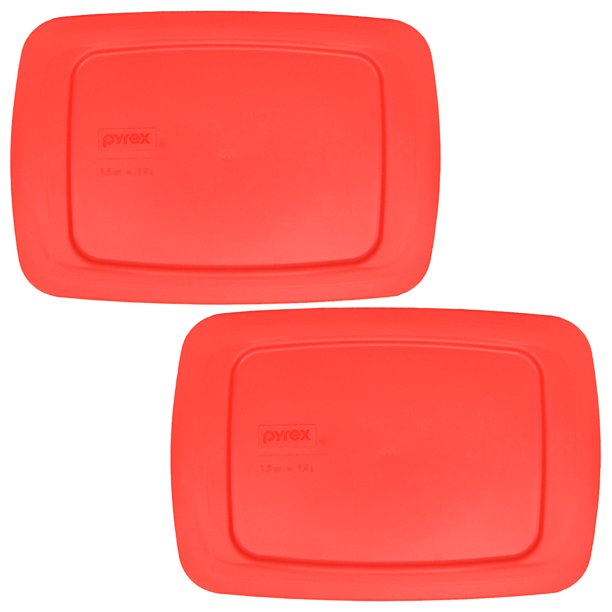 Pyrex C213PC Red Plastic Rectangle Easy Grab Replacement Lid (2Pack