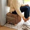 thumbnail image 5 of SCRAWLGOD Wood Grain Brown Ottoman Cover Stretch Square Ottoman Slipcover for Foot Stool, Anti-Scratch Folding Storage Furniture with Elastic Bottom Home Decor, 5 of 7