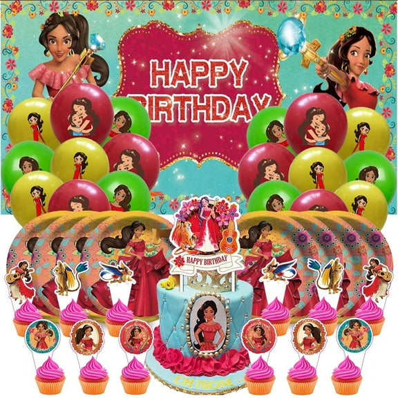 Elena Princess Party Supplies Decor Decorations Birthday Plates for Kids Tableware Balloons Cake Topper Fans