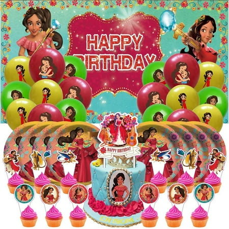 Elena Princess Party Supplies Decor Decorations Birthday Plates for Kids Tableware Balloons Cake Topper Fans