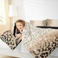thumbnail image 4 of jejeloiu Leopard Cheetah Pattern Full Size Comforter Sets,Dreamy Glitter Print Bedding Comforter Set,Brown Black Bedding Sets For Boys Girls,Luxury Bedroom Decor Reversible,3pcs, 4 of 8