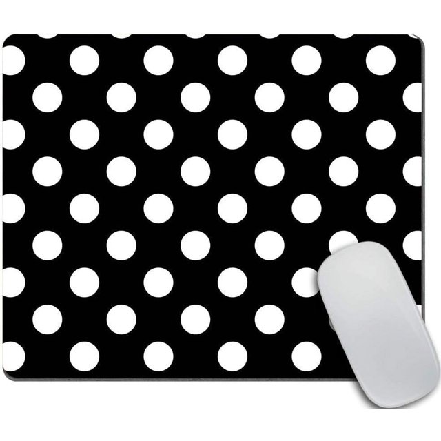 Cute Polka Dot Custom Mouse Pad Black and White Design Customized Rectangle NonSlip Rubber Base Mousepad, Ideal for Gaming and Everyday Use