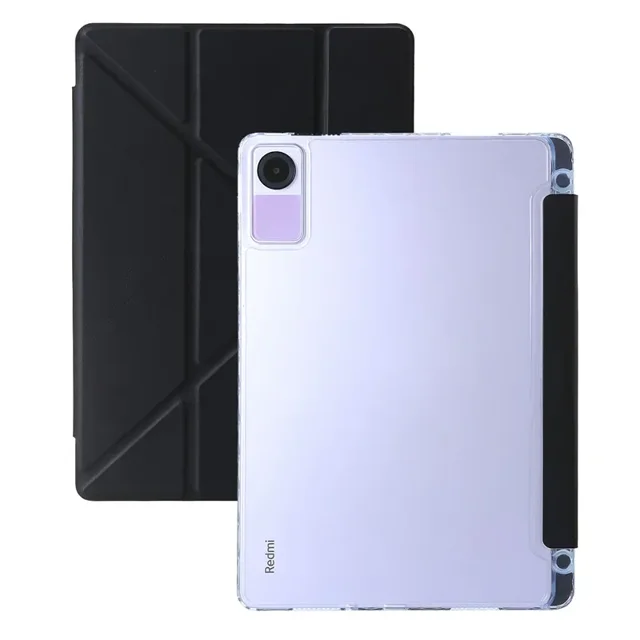 For Funda Redmi Pad SE Case with Pen Holder Multi-folding Stand Clear Back Magnetic Tablet Shell for Redmi Pad SE 11 Funda Cover Black Redmi Pad SE 11 inch