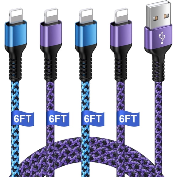 GAEF USB Charger Charging Cable,4Pack Nylon Braided Charger Cord,6FT Long Charger Cable Fast Charging Cord, Fast Charging Cable Cord 480 Mbps High Speed Data Sync Cable Compatible iPhone