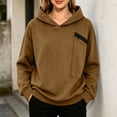 thumbnail image 5 of Tqcoqu Women's Hooded Sweatshirt with Zip Chest Pocket,Drop Shoulder Long Sleeve Casual Pullover Tops,2026 Fall Winter Trendy Clothes,Brown Women's S-XXXL, 5 of 6