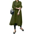 thumbnail image 5 of VONDA Women's Lapel Long Sleeve Buttons Dress Casual Dress, 5 of 6