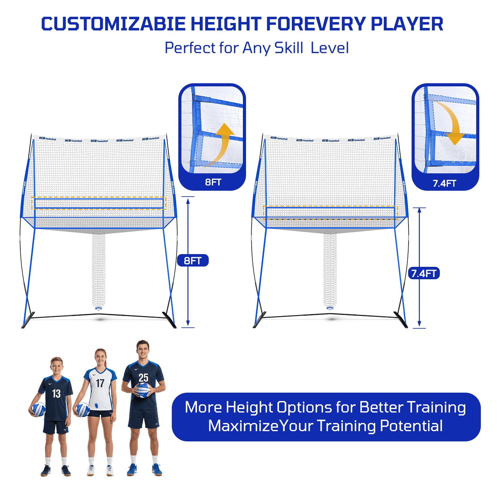 Haokelball 11x 8 ft Volleyball Training Equipment Practice Net Station for Backyard Indoor Outdoor