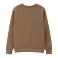 thumbnail image 5 of DondPO Womens Sweatshirt Women'S Solid Color Round Neck Oversized Sweatshirt Loose Long Sleeve Light Sweatshirt Loose Blouse Womens Hoodies Womens Fall Jackets Brown S Clearance！, 5 of 8