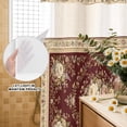 thumbnail image 2 of No Hook Shower Curtain, Boho Flowers Shower Curtains for Bathroom with See Through Top Window, Vintage Middle Century Floral Red Brown Waterproof & Washable Bath Curtain Standard 72"x72", 2 of 5