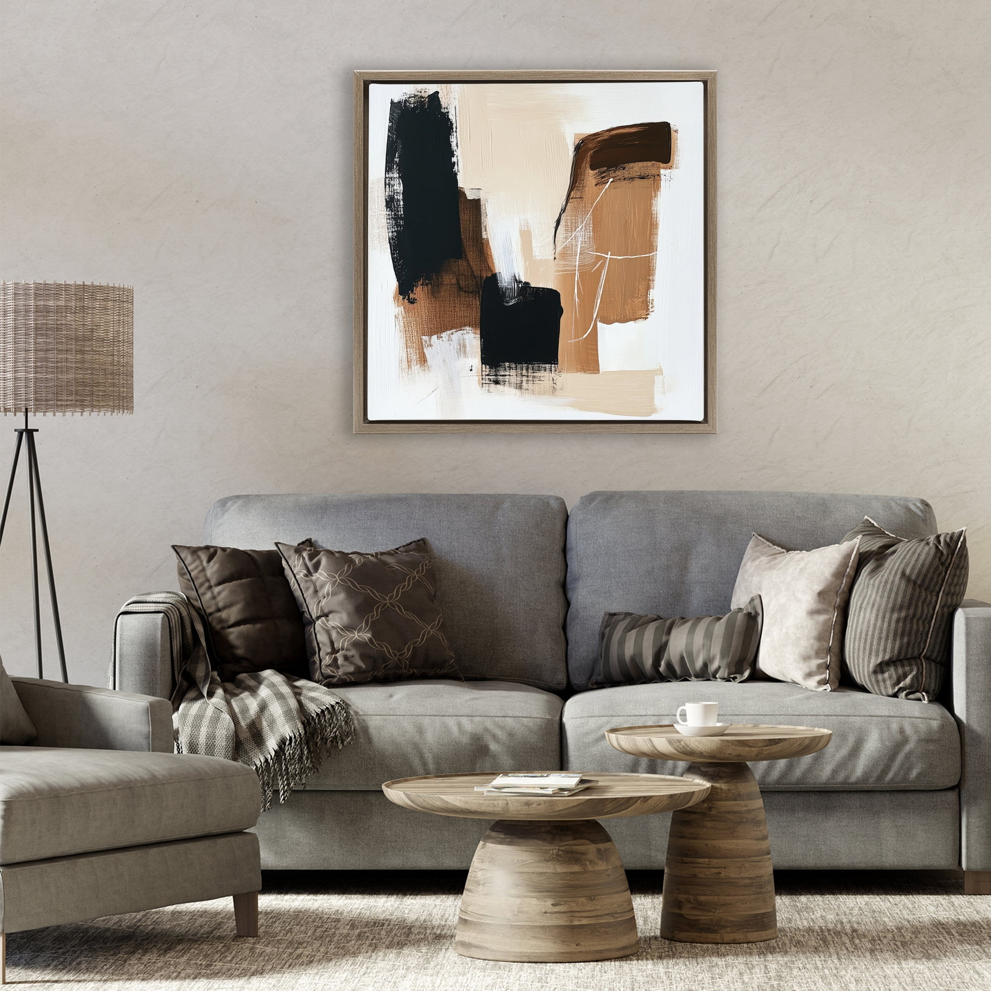 Stupell Industries Earthy Hues Neutral Balance Brown Framed Floater Canvas Wall Art, design by Petal Prints Design