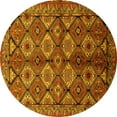thumbnail image 1 of Ahgly Company Machine Washable Indoor Round Oriental Yellow Industrial Area Rugs, 7' Round, 1 of 4