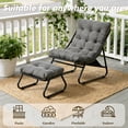 thumbnail image 6 of Villeston Outdoor Lounge Chair with Ottoman, Comfy Sling Recliner Chair with Puffy Cushion and Foot Stool,Dark Gray, 6 of 7