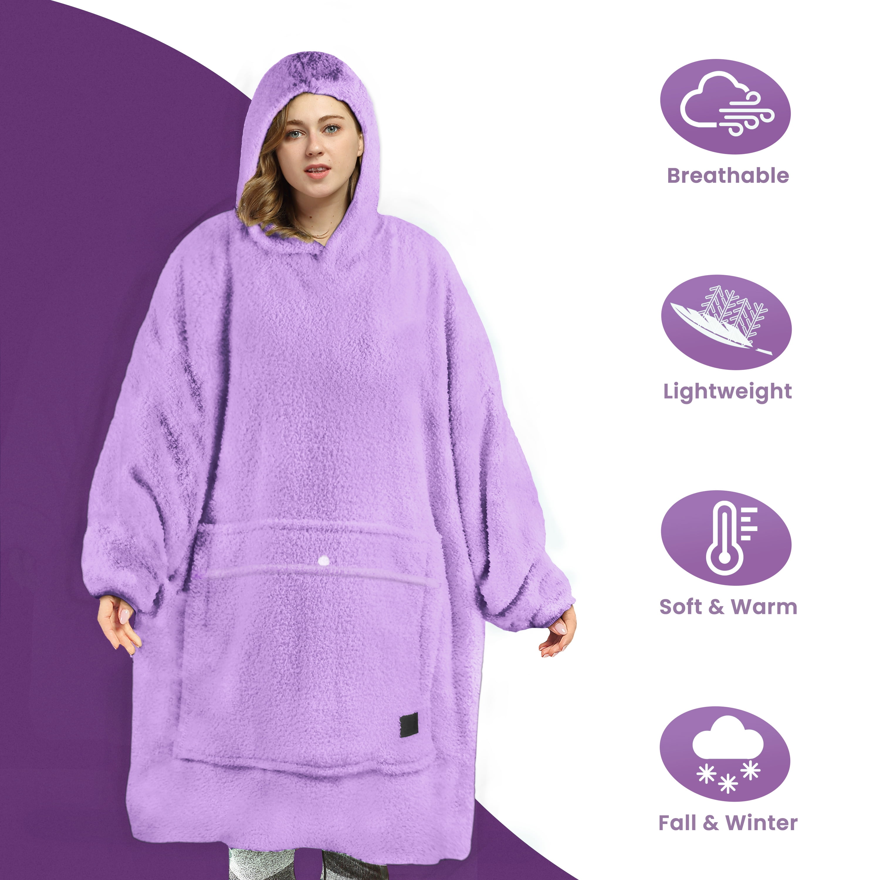 Tirrinia Oversized Blanket Hoodie Sweatshirts, Wearable Fluffy Fleece Plush Blanket, Lightweight Cozy Sweatshirt Blanket Gift for Women Men, Black