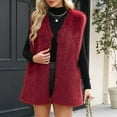 thumbnail image 5 of wdsxpo Winter Jackets for Women Faux Fur Casual Open Front Long Vest Coat Trendy Fluffy Warm Shaggy Furry Sleeveless Jackets, 5 of 7