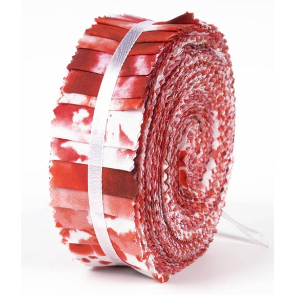Soimoi 40Pcs Tie Dye Print Precut Fabrics Strips Roll Up 1.5x42inches Cotton Jelly Rolls For Quilting - Red