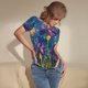 thumbnail image 3 of Balery Cosmic Purple Irises Body de cuello redondo de manga corta para mujer Tops de manga corta Tops básicos-X-Large, 3 of 7