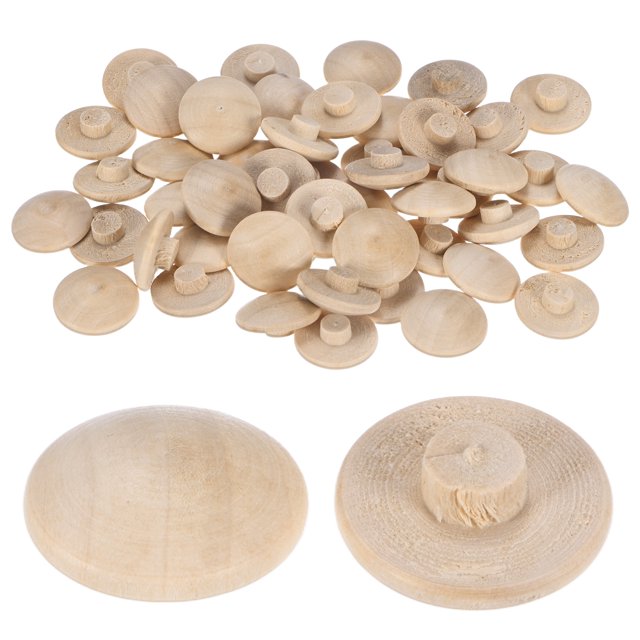 Uxcell Paquete de 50 Tapones de Madera para Agujeros de Tornillos, 20 x 7mm Tapones de Madera de Haya con Cabeza Plana Cubierta Decorativa de Madera