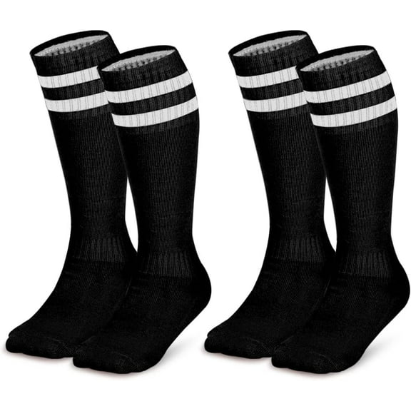 Kids Soccer Socks, 2 Pairs Long Football Socks Knee High Athletic Socks for 7-12 Youth Boys & Girls