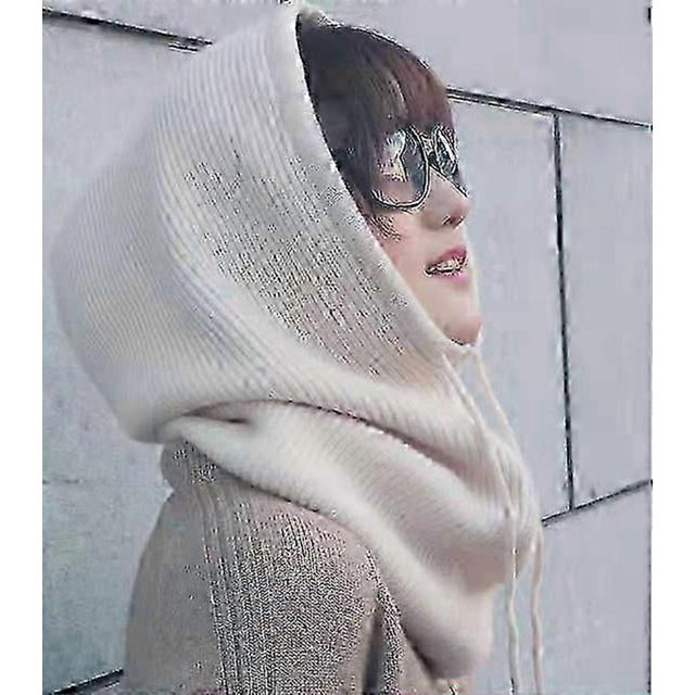 Women Winter Beanie Hat Cashmere Female Knitted Hooded Scarf Balaclava for Women Windproof Warm Wool Cap