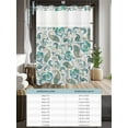 thumbnail image 6 of No Hook Cloth Fabric Shower Curtain with Snap in Liner, Teal Paisley Floral Waterproof Shower Curtains Set with See Through Top Window, Boho Ethnic Tribe Traditional Bath Curtains Shower 72"x72", 6 of 6
