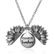 Necklace Custom You Are My Sunshine Open Locket Sunflower Pendant Necklace