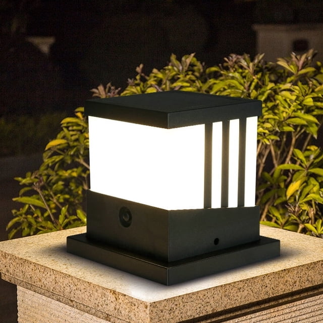 Lámpara de pilar solar de borde, lámpara de pilar impermeable para exteriores, lámpara de pared de villa, lámpara decorativa para patio y paisaje