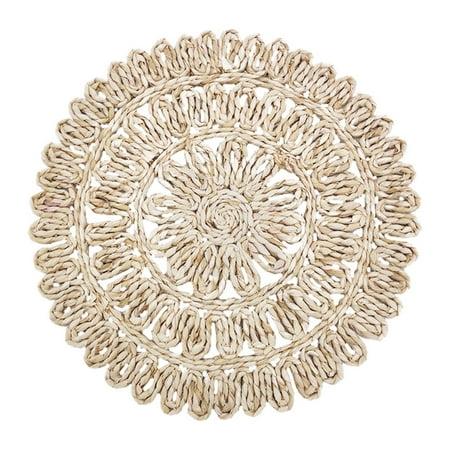

Weave Placemat Corn Husk Round Coaster Hot Insulation Pad Weaved Tableware Mat
