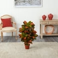 thumbnail image 3 of Nearly Natural 39" Croton Artificial Plant (Real Touch), Orange, 3 of 3
