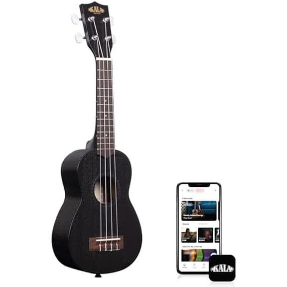 Kala KA-15 Series Black Satin Mahogany Ukulele with Rosewood Fingerboard, 4 Aquila Super Nylgut Strings, for All Ages and Skill Levels, 21 Inches, Soprano Ukulele$$Musical Instruments