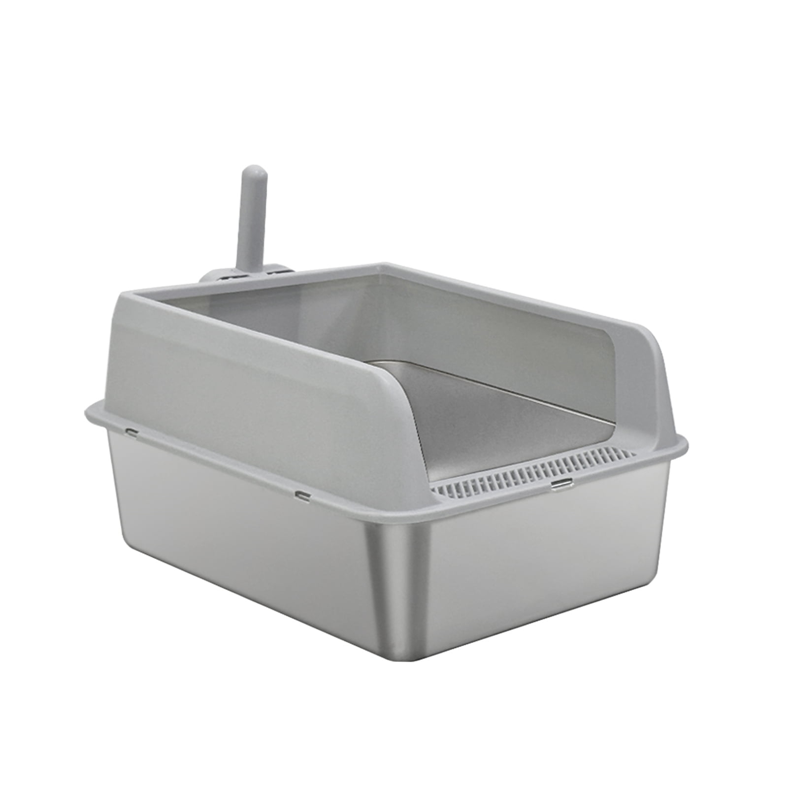 BingoPaw Stainless Steel Large Cat Litter Box High Sided Pan Anti-Leakage with Spoon for Cats