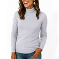 thumbnail image 4 of Womens Turtleneck Sweaters 2025 Knit Long Sleeve Pullover Fitted Trendy Basic Fall Tops Winter Warm Casual Blouse Gray 2XL, 4 of 5