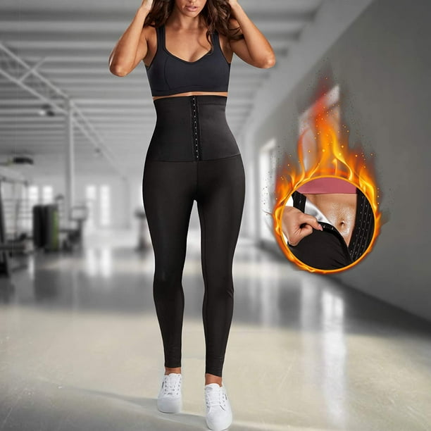 Thermo Sweat Womens Sauna Black Leggings With Pockets Slimming