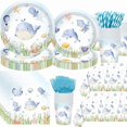 thumbnail image 1 of wonima02 146PCS Under the Sea Paper Plates Party Supplies, Plates Cups Napkins Tablecloth Forks Straws for Ocean Creature Theme Baby Shower Birthday Party (Serves 24), 1 of 1