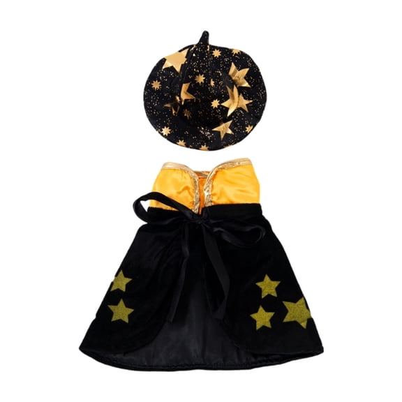 Dog Costume Wizard Witch Dog Costume Pointed Hat and Star Cape Magic Pet Outfit Halloween for Dogs Cats Funny Holiday Outfit