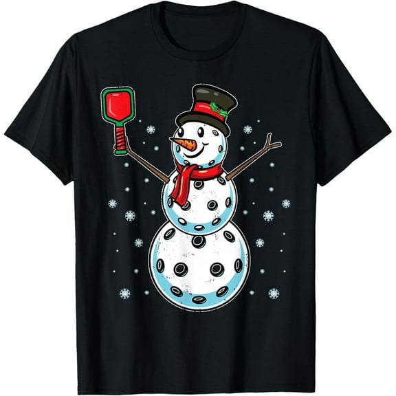 Christmas Snowman Pickleball Player Gift Funny Xmas Pajama Adult T-Shirt