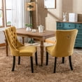 thumbnail image 3 of Velvet Dining Chairs Set of 2, Modern High-end Tufted Wood Upholstered Contemporary Side Chairs with Wood Legs, 2-Piece Armless Accent Chair with Nailhead Trim for Living Room Kitchen, Gold, 3 of 13