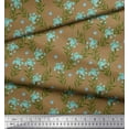 thumbnail image 2 of Soimoi Brown Georgette Viscose Fabric Leaves,Insect & Floral Artistic Print Fabric by The Yard 42 Inch Wide, 2 of 3