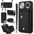 thumbnail image 2 of for iPhone 15 Plus Case Wallet with Strap for Women,Crossbody Lanyard and Wristlet Strap,Zipper Pocket,Credit Card Holder,Ring Stand,RFID Blocking Phone Wallet Cases(6.7 inch,Black), 2 of 17