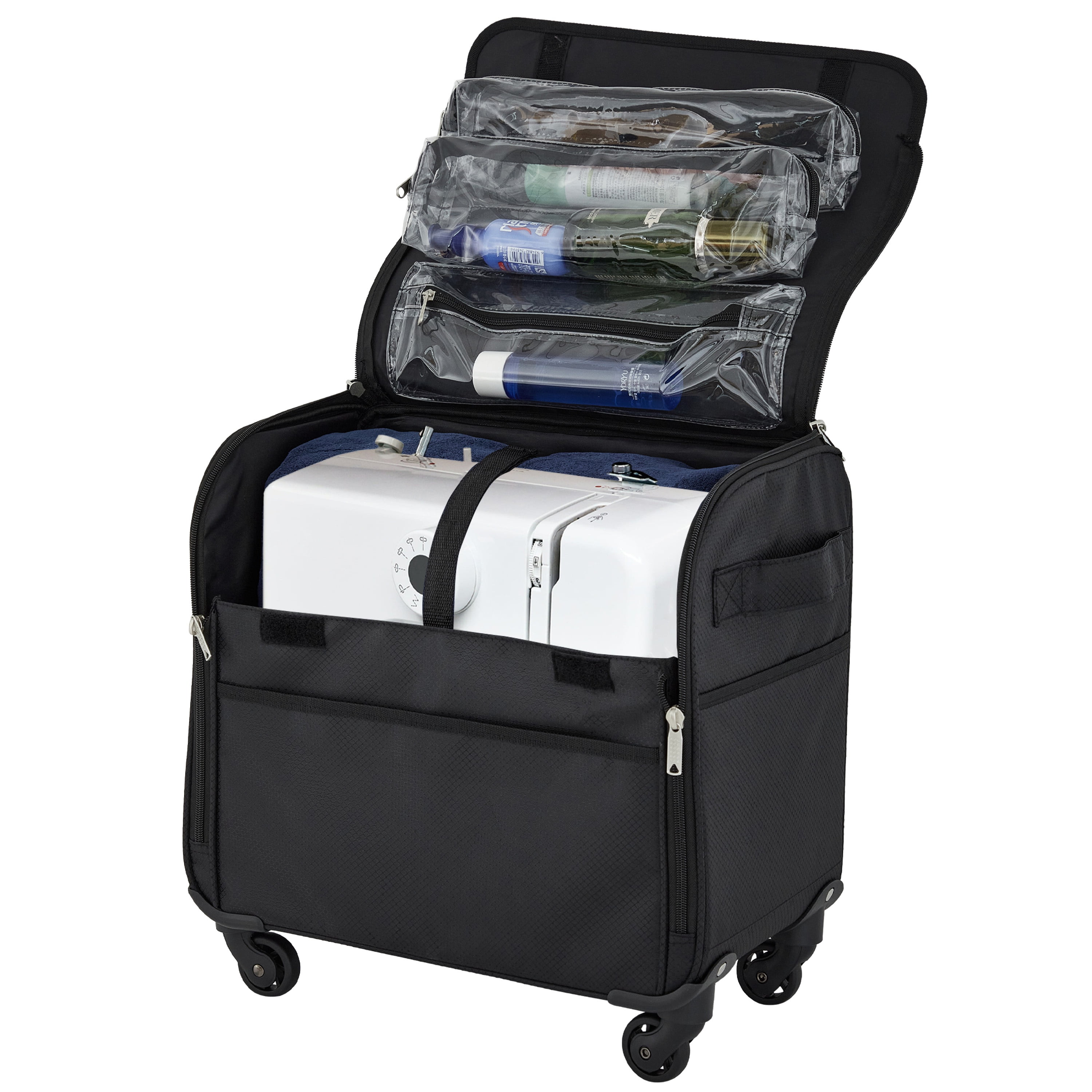 Travelers Club 17-inch Travel Rolling 4-Wheel Sewing Machine Bag, Black
