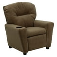 thumbnail image 2 of Emma + Oliver Brown Microfiber Kids Recliner with Cup Holder, 2 of 13