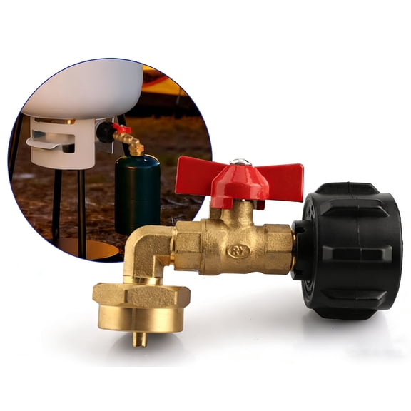 ASKITO Propane Refill Adapter 20lb to 1lb Converter, Design with Valve, QCC1 Propane Refill Adapter 90-Degree Elbow, with ON/Off Control Fill 1 lb Tanks from 5-40 LB Propane Tank