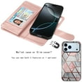 thumbnail image 4 of For iphone 17 Pro Case Wallet with Card Holder, Lanyard and Kickstand for Women Men, Ebizware Magnetic Flip Detachable PU Leather Wallet Phone Case Cover for iphone 17 Pro 6.3" - Marble Pink, 4 of 7