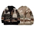 thumbnail image 7 of Odeerbi Cardigan Sweaters For Men Fall Winter Sweaters Button V-Neck Print Knit Top Jacket Beige, 7 of 7