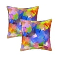 thumbnail image 1 of Velvet Decorative Throw Pillow Covers Set of 2, Soft Square Cushion Cover with Invisible Zipper Geometries Squares Cubes Printing, 18"x18", 1 of 7